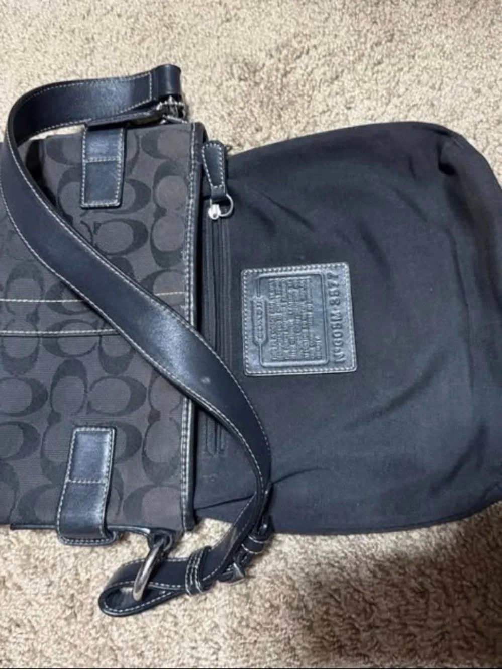 Coach Dark Brown and Black Signature Canvas Messenger